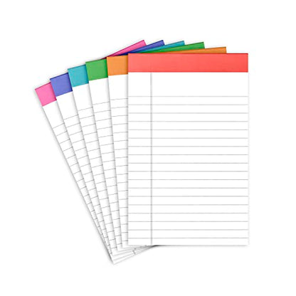 PAPERAGE Lined Legal Pads, (Rainbow), 6 Pack, 50 Sheets Each, Wide/Legal Ruled, Note Pads, Paper, 5 inches x 8 inches - color: Rainbow, size: Small (6 Pack)