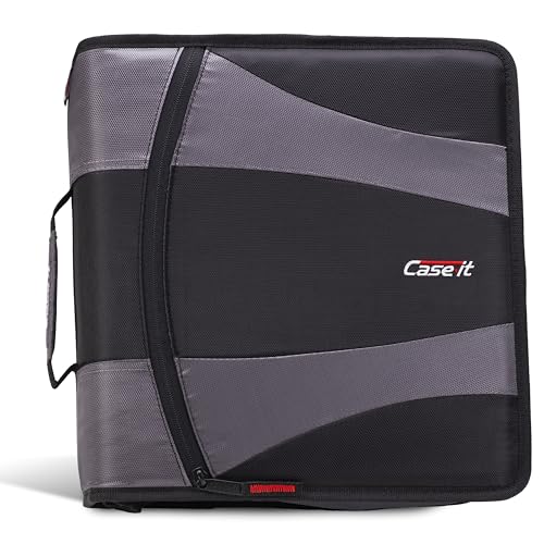 Case-it The Dual 2.0 2-in-1 Zipper Binder | Two 2-Inch D-Rings, 700 Sheet Capacity, 5-Subject Expanding File Folder, Multiple Pockets & Storage Organizer, Shoulder Strap | Dual-301 Black - color: B Black, size: 1 Pack