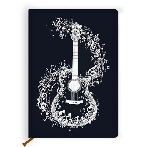 Lovdazzles Pretty Leather Lined Journal Guitar Tab Music Notebook 200 Pages A5 Ruled Journaling Notebooks, for Music Composition Songwriting for Instrument Lovers Musicians Students(5.8 x 8.3) - color: Multi 1709