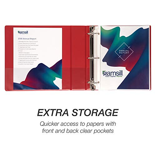 Samsill 2 Inch 3 Ring Binders, Economy Round Ring, Clear View Cover, 425 Sheet Capacity - for School, Home, Office - Red, 12 Pack - color: Red, size: 12-Pack, style: 2-Inch