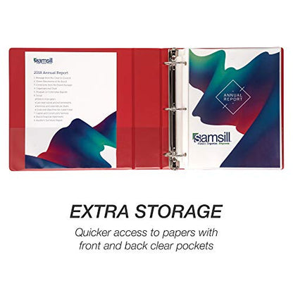 Samsill 2 Inch 3 Ring Binders, Economy Round Ring, Clear View Cover, 425 Sheet Capacity - for School, Home, Office - Red, 12 Pack - color: Red, size: 12-Pack, style: 2-Inch