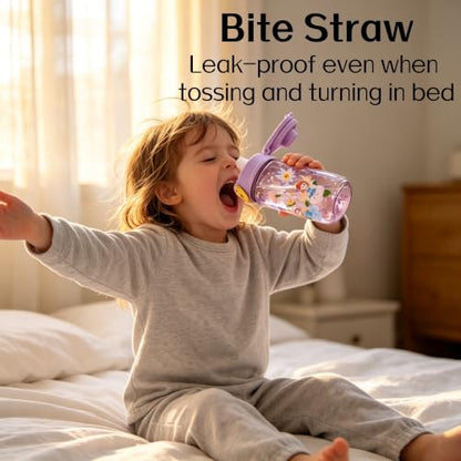 Flip, Bite and Sip 3-in-1 Straw Kids Water Bottle, Leak-proof, 13oz | Sturdy and Drop-resistant, with Handle, BPA Free, Dishwasher Safe, Perfect for School, Travel, and Home - color: Elf