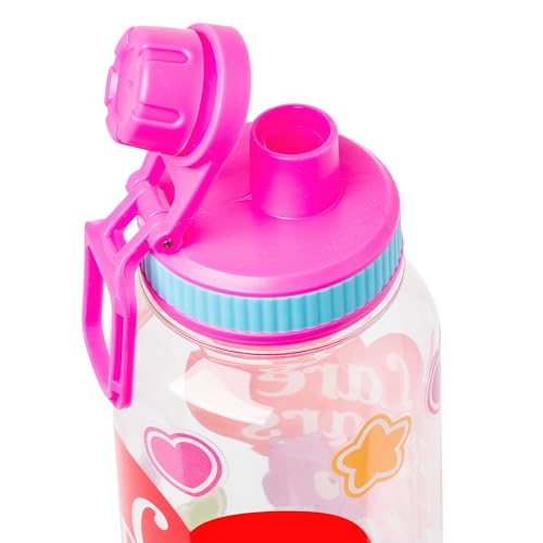 Silver Buffalo Care Bears Good Luck Bear Luck, Plastic Water Bottle, 32oz | Share Bear and Cheer Bear, Grumpy Bear, Twist Spout, Sticker Set, You Stick Yourself, 0.95 Liters - color: Care Bears School Spirit
