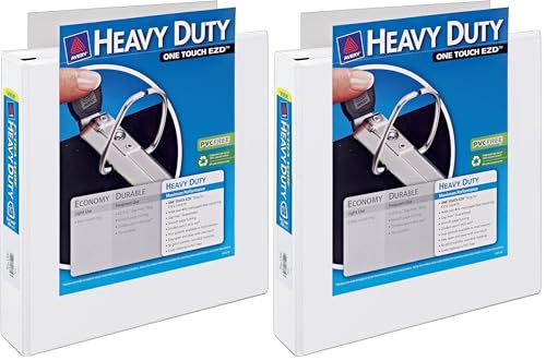 Avery Heavy-Duty View 3 Ring Binder, Extra Wide, 1.5" EZD Rings, 1 White Binder (01319) (Pack of 2) - size: 1.5" (Pack of 2)