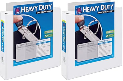 Avery Heavy-Duty View 3 Ring Binder, Extra Wide, 1.5" EZD Rings, 1 White Binder (01319) (Pack of 2) - size: 1.5" (Pack of 2)