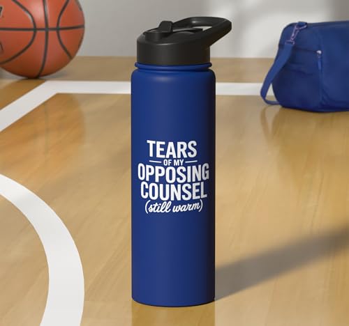 Tears of My Opposing Counsel Funny Lawyer Graduate Stainless Steel Insulated Water Bottle - color: Royal Blue