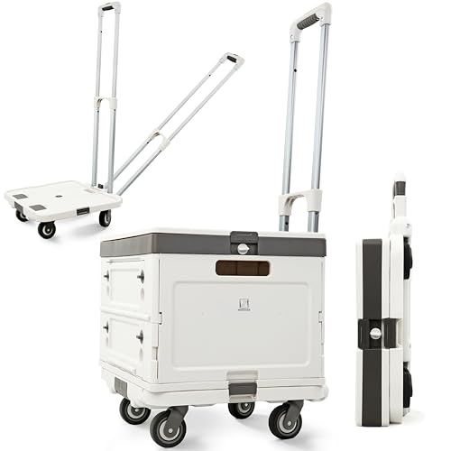 Wellmax Rolling Crate with Wheels, Foldable Utility Cart with Adjustable Handle, Silent Rolling Design, 132 lbs Load Capacity — Great for Teachers, Office, Groceries & Everyday Use
