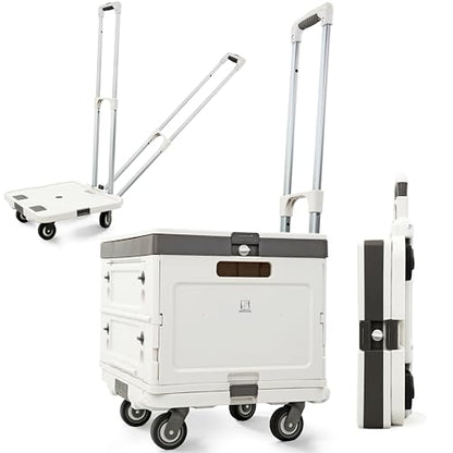 Wellmax Rolling Crate with Wheels, Foldable Utility Cart with Adjustable Handle, Silent Rolling Design, 132 lbs Load Capacity — Great for Teachers, Office, Groceries & Everyday Use