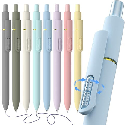 Hiacry 8 Pcs Gel Pens, 0.7mm Fine Point Blue Ink Pen | Smooth Writing-Quick Drying Fidget Pens, Note Taking, Journaling, School Office Supplies for Women & Men (Morandi 8Pcs) - color: Morandi Blue Ink -8pcs