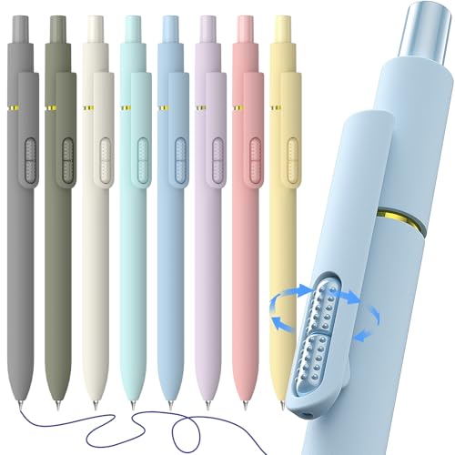 Hiacry 8 Pcs Gel Pens, 0.7mm Fine Point Blue Ink Pen | Smooth Writing-Quick Drying Fidget Pens, Note Taking, Journaling, School Office Supplies for Women & Men (Morandi 8Pcs) - color: Morandi Blue Ink -8pcs