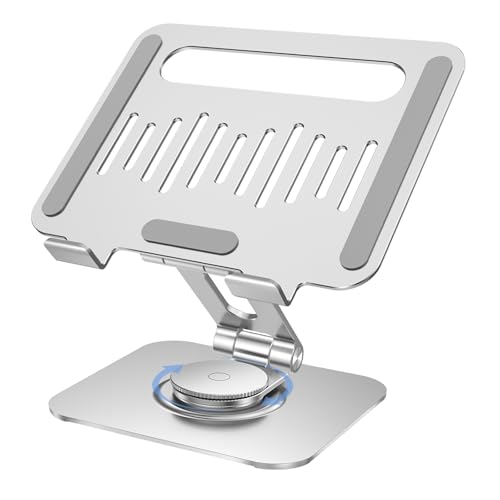 Tablet Stand, Aluminum 360° Rotating Holder Fits 4-13" Tablets | Foldable adjustable design, compatible for iPad Pro/Air/Mini, Surface Pro, Samsung Galaxy Tab, Kindle, silver