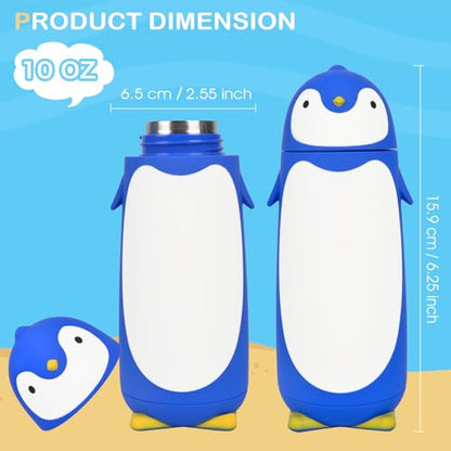 Penguin Insulated Water Bottle - Stainless Steel Vacuum Double Walled Bottle Flask Travel Mug for Kids, Students, 9.6oz, Blue - color: Blue