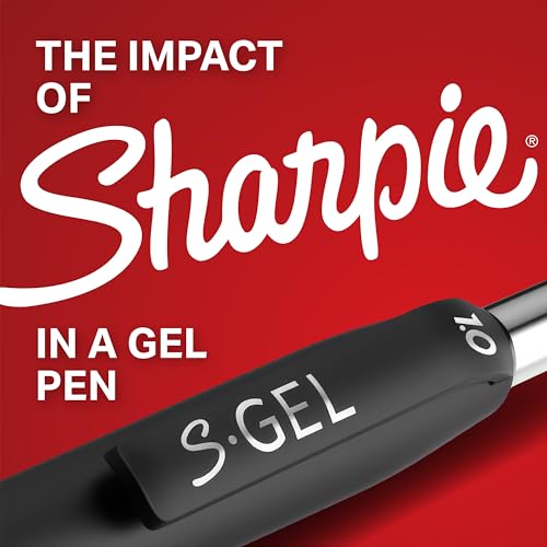 Sharpie S-Gel Gel Pens, Black Barrel, Medium Point (0.7mm), Black Gel Ink, 12 Count - Home, Office, School, Journaling, Writing, Note-Taking, Teacher Supplies - size: 12 Count