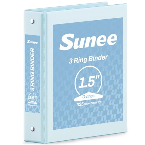 SUNEE 3 Ring Binder 1.5 Inch 1 Pack, Clear View Binder Three Ring PVC-Free (Fit 8.5x11 Inches) for School or Office Supplies, Pastel Blue - color: Pastel Blue, size: 1.5 Inch