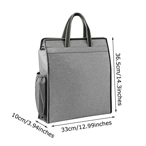 Oxford Zippered Document Bag with Handle File Tote Bag Pouch for Carrying Paper Files Books Filing Folder 1 Pack (Gray) - color: Gray