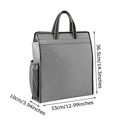 Oxford Zippered Document Bag with Handle File Tote Bag Pouch for Carrying Paper Files Books Filing Folder 1 Pack (Gray) - color: Gray