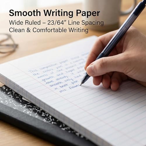 Composition Notebook, 80 Sheets / 160 Pages, 9.34 x 7.12 Inch, Ruled Paper, Durable Composite Cover Notebook for School, College & Office- Pack of 12 - size: Pack of 12