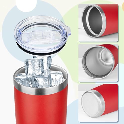 20oz Tumbler with Lid Stainless Steel Insulated Tumblers Travel Coffee Tumbler Bulk Double Wall Vacuum Insulated Water Cup Gifts for Christmas Women Men Her Him Home Office(Red, 4pack) - color: Red 4