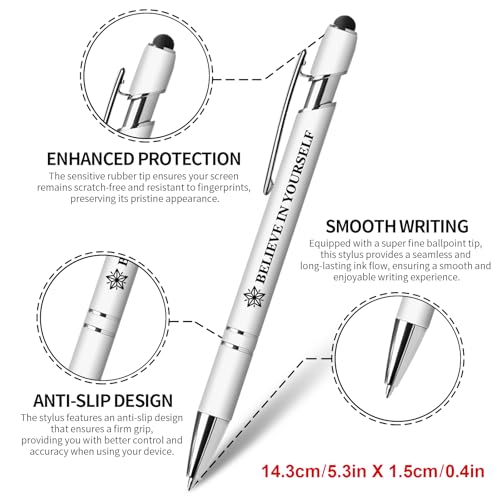 15 Pack Motivational Pen Set - Inspirational Quotes Retractable Ballpoint Pens for Office School Supplies, Encouragement Gifts for Women Men, White - color: White, style: Positive