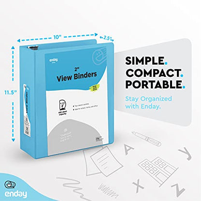 Enday 2 Inch 3 Ring Binder, Blue Heavy Duty Three Ring Binder, 480 Sheets Capacity - 2 Inch Binder for Home School and Office. - color: Blue, size: 2-Inch