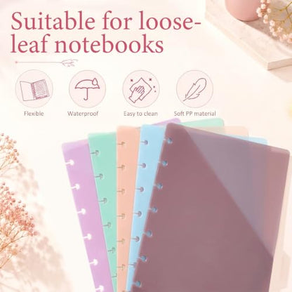 5 Pcs Discbound Dividers with Pockets and Tabs 11" x 9.5" Disc Notebook Binder Inserts Plastic Index Dividers Blank Index Divider for Planner Folder Office School (11 Holes)