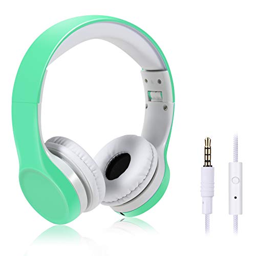 Kids Headphones with Cord, Toddler Headphones with Sharing Function, 85dB/93dB Safe Volume Limit, for Toddler Children Baby Boys Girls On-line Study, School, Travel use (Light Green) - color: light green