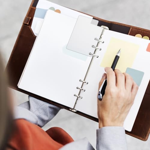 SUPERFINDINGS 50 Sheets 3.54 x2.48inch Tab Dividers Bookmark Plastic Dividers for 3 Ring Binders Semi-Transparent Blank Top Index Divider for Loose Leaf Personal Planner Travelers Journal Notebook