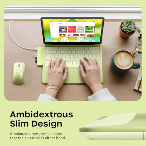 Satechi Slim EX Wireless Mouse, Multi-Device Bluetooth & 2.4GHz Connection for macOS, Windows, iPadOS, and Android, Quiet Clicks, Anodized Aluminum Shell, USB-C Rechargeable Battery, Citrus - color: Citrus