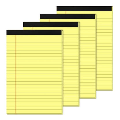 Yellow Legal Pads 5×8 Small Notepads 4 Pack Yellow Note Pads 5×8 College Ruled Perforated Writing Pads 80 GSM Lined Pads of Paper Writing Tablets 5×8 Memo Pads for Office, Home, School, 30 Sheet/ Pad - color: Yellow-4p