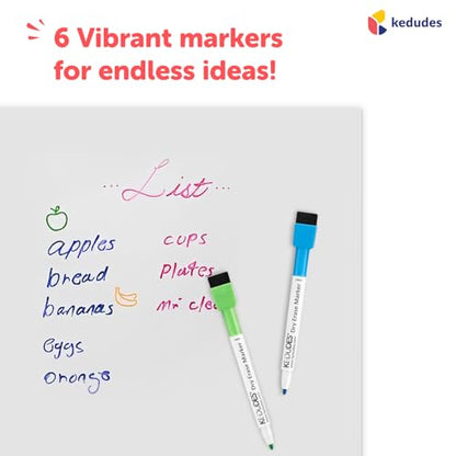 Premium Magnetic Dry Erase Whiteboard Sheet 17" x 11" Includes 6 Markers