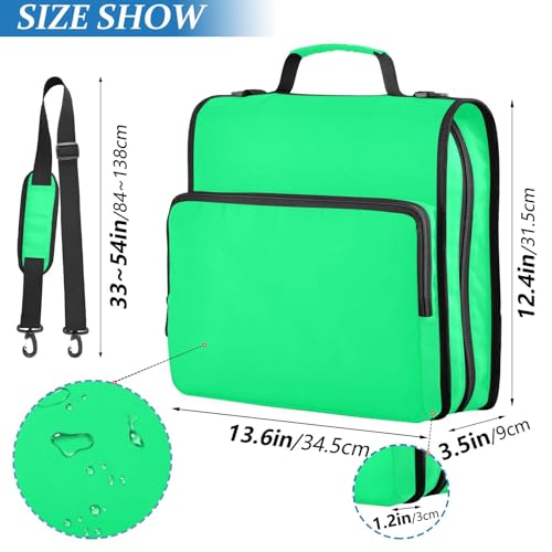 1.5-Inch 3-Rings Sturdy Zipper Binder with Handle Laege Capacity Document Organizer Bag for Middle Student Green - color: Green