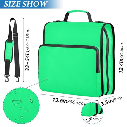 1.5-Inch 3-Rings Sturdy Zipper Binder with Handle Laege Capacity Document Organizer Bag for Middle Student Green - color: Green