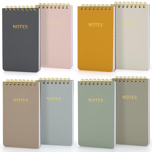 ZICOTO Aesthetic Pocket Notebooks Set Of 8 - Small 3x5 Spiral Notepads With Lined Pages For Women - The Perfect Little Mini Pads to Stay Organized and Boost Productivity at Work or School - color: Modern Muted