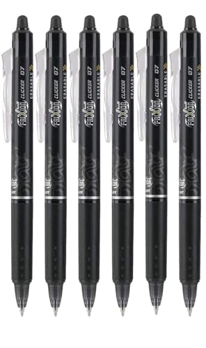 Advantage Gifts Frixion Clicker Retractable Erasable Gel Pens Fine Point (.7mm) Navy Ink 6-pk; Bundle with Plastic Reusable Pouch - color: Navy, size: 1 Count (Pack of 6)