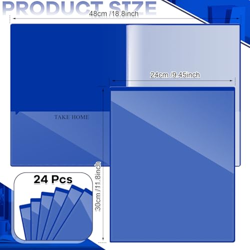 Henoyso 24 Pcs Dark Blue School and Home 2 Pocket Folders with 4 Clear Inner Pockets Plastic Heavy Duty Homework Folders Parent Teacher Communication for Student Home Office Classroom,11 x 9 Inch - color: Dark Blue