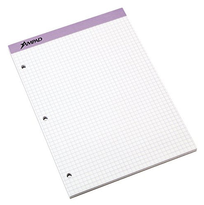 Ampad Double Sheet Graph Pad, 8-1/2 x 11-3/4 Inches, 4 x 4 Quad Rule, Color Will Vary, 100 Sheets (20-278)