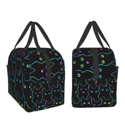 Nerxy Cat Lunch Bag Cute Leakproof Cooler Lunch Box Colorful Cat Silhouettes Insulated Meal Tote Kit Lunch Containers For School Office Picnic For Kids Adults Children,8.5x8x5 In(catLB230406) - color: catLB230406