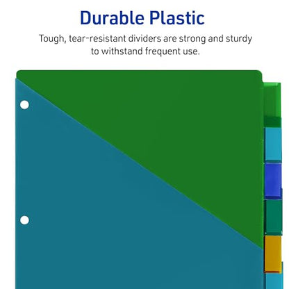 Avery Insertable 8 Tabs Two-Pocket Plastic Divider for 3 Ring Binders | 3 Sets of Durable Binder Dividers with 8 Colors Tabs & Pocket, Works with Sheet Protectors