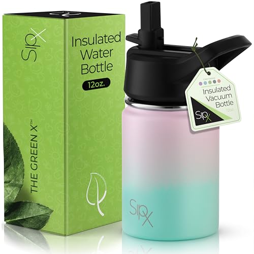 SIPX™ 12 oz Insulated Water Bottle with Straw Lid – Leakproof Stainless Steel, BPA-Free, Easy to Carry – Perfect for School, Camp, Sports & Travel – Gradient Mint Pink - color: Gradient Mint Pink