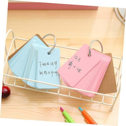 SECFOU 5pcs Portable Flash Cards with Binder Rings Pre-Hole Punched Blank Notecards for Studying DIY Memory Cards for School and Office Use