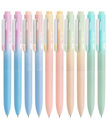 Mr. Pen- Retractable Gel Pens, 10 Pack, Black Ink, Gradient Barrel | Fine Point 0.5 mm, Fast Dry, Smooth Writing, Cute Pens for Drawing, Writing Planner and School Supplies