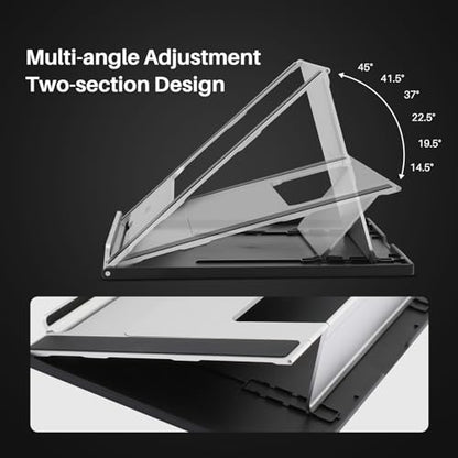 HUION ST200 Adjustable Laptop Stand for Desk, Aluminum Computer Stand | Foldable Desktop Stand, Multi-Angle Portable Desk Stand for Up to 10-16" Laptops, Tablets, Drawing Tablets, Pen Display