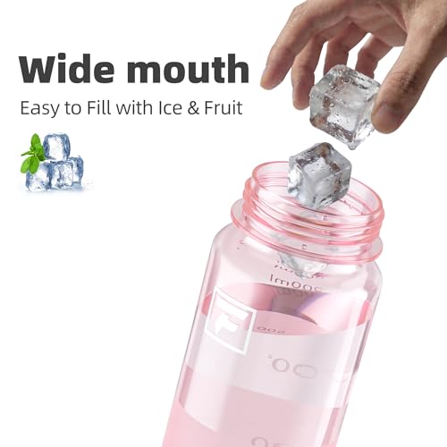 Fanhaw 32 oz Clear Water Bottle with Straw Lid - Tritan, BPA-Free, Lightweight, Wide Mouth, Leak-Proof, Perfect for Gym, Travel, School, Office, and Sports(Cherry Blossom) - color: Cherry Blossom