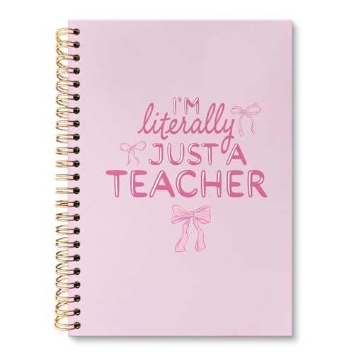 Pink Funny Teacher Gifts for Bow Spiral Notebook, I’m Literally Just a Teacher Pink Girly Funny Journal for Notes Planning, Preppy Gift for Teachers Coworkers, 5.5 x 8.3 Inch - color: Teacher Bowknot