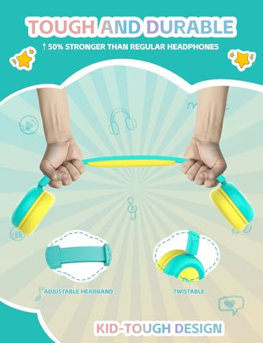 Kids Bluetooth Headphones,Toddler Headphones with Microphone,85dB Volume Limited,Bluetooth 5.4 Twistable Lightweight Kids Wireless Earphones for Boy Girl Tablet Travel School - color: Green