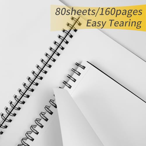 Blank Spiral Notebook, 8.5" x 11" Hardcover Sketch Book, 4 Pack Large Blank Journal for Drawing, A4 Black Unlined Journals for Women Men Office School Home - style: Unlined