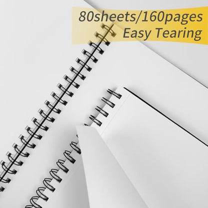 Blank Spiral Notebook, 8.5" x 11" Hardcover Sketch Book, 4 Pack Large Blank Journal for Drawing, A4 Black Unlined Journals for Women Men Office School Home - style: Unlined