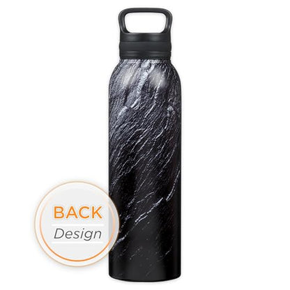 Christian Art Gifts Stainless Steel Double Wall Vacuum Insulated Water Bottle for Men & Women: Strong & Courageous - Joshua 1:9 Inspirational Verse w/Carry Handle Lid, Black/Granite/Slate, 24 oz. - color: Black Marble/Swirl - Strong & Courageous