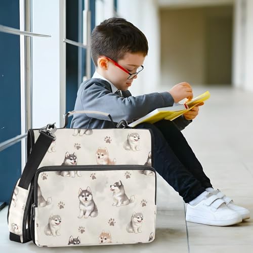 Cute Husky Dog Zipper Binder 3 Ring with Handle and Shoulder Strap, 500 Sheet Binder Organizer Capacity & Multi-Pockets for School Office - color: A6533