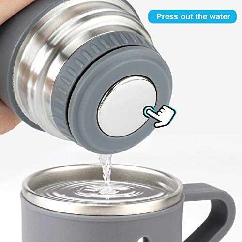 Stainless Steel Thermo 16.9oz Vacuum Insulated Bottle with Cup for Coffee Hot drink and Cold drink water flask.(Gray,Single) - color: Grey (Single), size: 16.9 Ounces